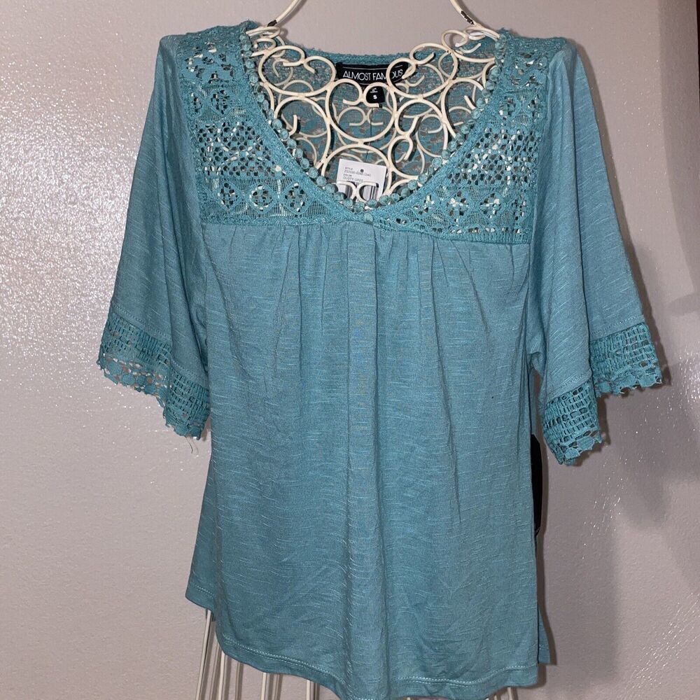 Womans New With Tags Almost Famous Size S Dusty Green Top 70 Poly/30 Rayon